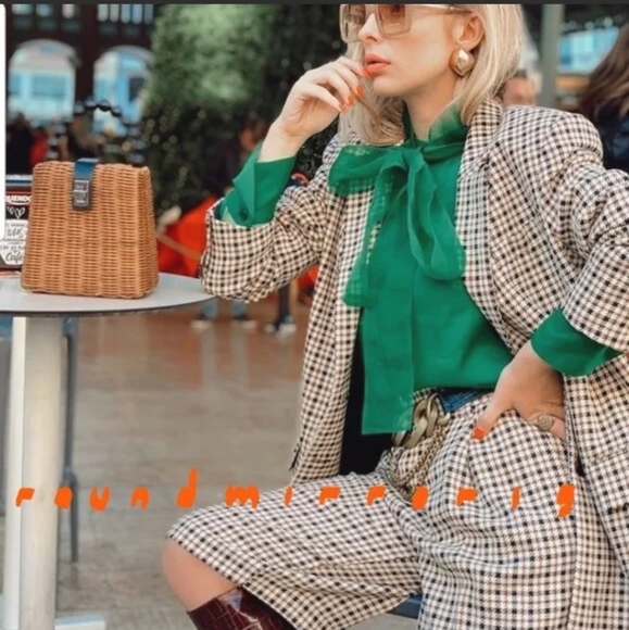 NWT ZARA Organza Blouse Top Semi-Sheer Green - Picture 10 of 16